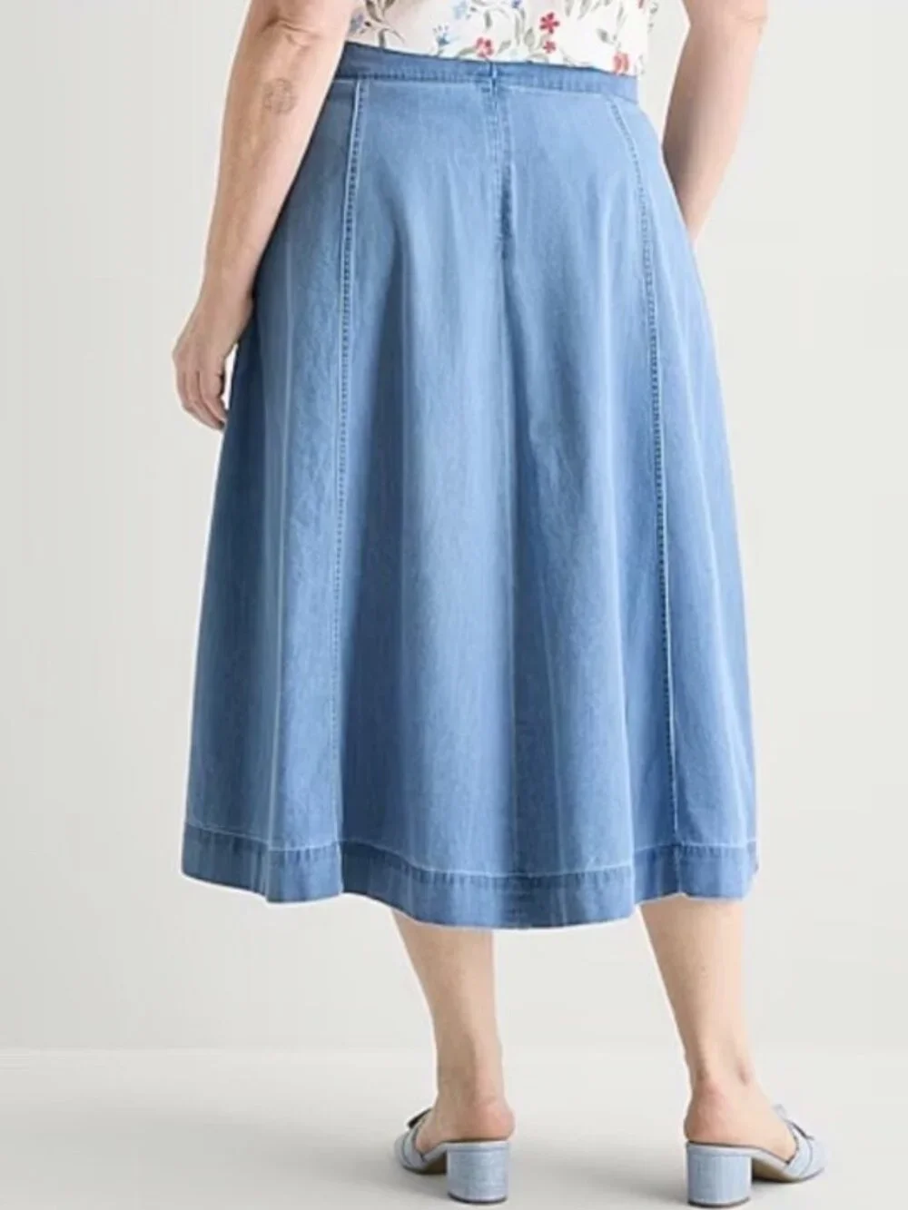 Liz Claiborne Womens Plus Mid Rise Midi Full Skirt Pockets Size 22 W NEW
